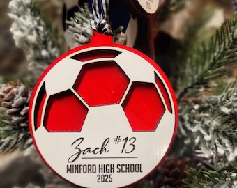 Personalized Laser Cut Wood Soccer Ornament, Team Gift