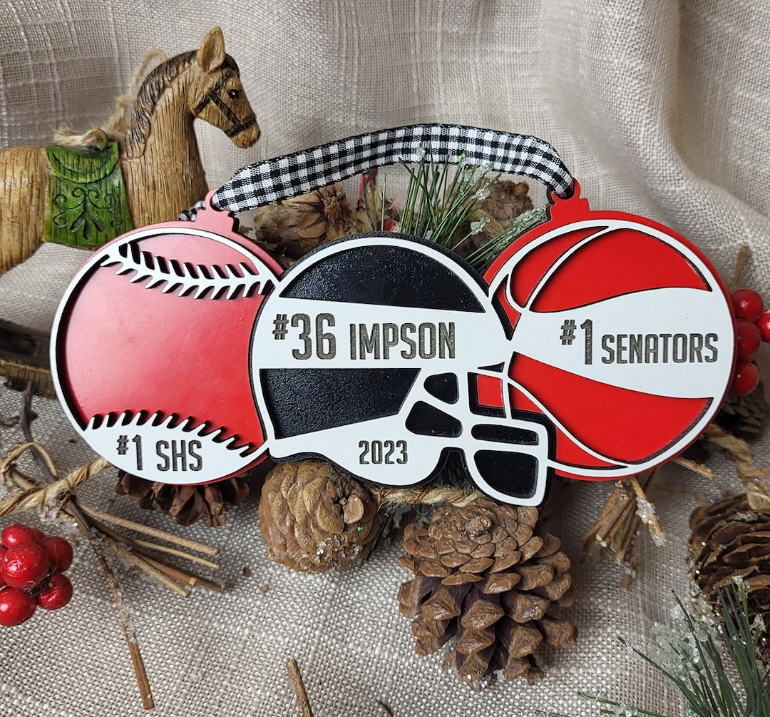 Three Sport Ornament, Personalized Sport Ornament, Sport Team Gift