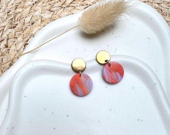 Handmade earrings made of clay and stainless steel | Round statement earrings | Minimalist statement earrings | Gift | Waterproof