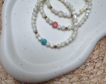 Handmade gemstone bracelet | 10 variations with semi-precious stones | Elastic beaded bracelet | Gift for mom or girlfriend | Boho jewelry