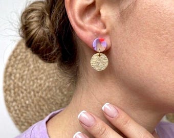 Handmade earrings made of clay and stainless steel | Round statement earrings | Minimalist statement earrings | Gift | Waterproof