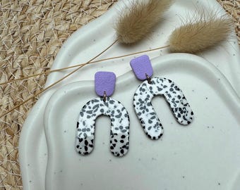 Dalmatian Statement Earrings | Lavender & Terrazzo Look | Gift for Her | Statement Stud Earrings | Polymer Clay Earrings | Bridesmaid