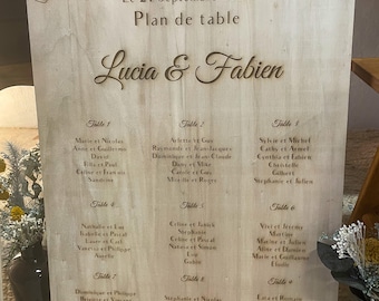 Plan de table gravé en bois motif eucalyptus