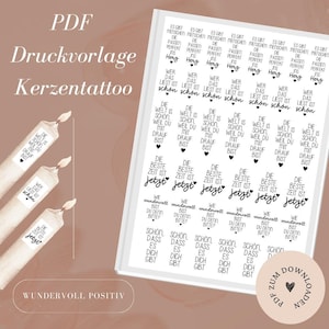 PDF print file candle tattoos including commercial license - Wonderfully positive - candle foil - candle stickers - A4 - Download & print yourself