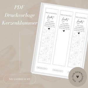 Bestand - kaarsklem - souvenir - cadeau - 'Nieuwjaarslicht' - A4 - PDF-sjabloon om zelf te downloaden en uit te printen