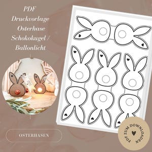 Datei inkl. Gewerbelizenz - Ostern - Osterhase - Ballonlicht - Schokokugel - Mitbringsel - A4 - PDF Vorlage zum Download Selbstausdrucken