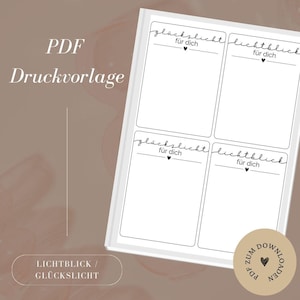 Druckvorlage - Datei - Geschenkkarte -  Lichtblick/Glückslicht - PDF Vorlage zum Download und Selbstausdrucken