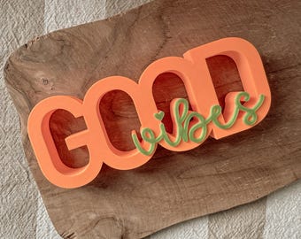 3D printing file -STL - 3MF - Bambu Studio - lettering - Goodvibes - Vibes - two-color
