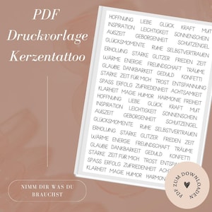 PDF print file candle tattoos including commercial license - Take what you need - Candle foil - Candle stickers - A4 - Download & print yourself