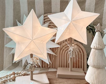 Colgante para impresión 3D STL+3MF + archivo láser SVG con licencia comercial - estrellas luminosas con soporte - estrella con luz LED - Navidad - grande + mediano + pequeño