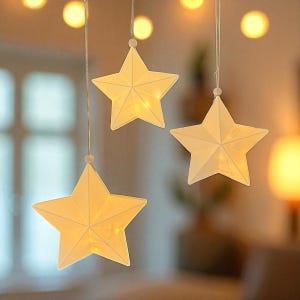 STL+3MF 3D printing including commercial license - Light stars for hanging - LED light - Star - Christmas - large+medium+small - Luminous stars - Star