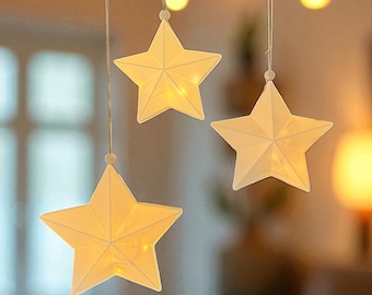 STL+3MF 3D printing including commercial license - Hanging light stars - LED light - Star - Christmas - large+medium+small - Light-up stars - Star