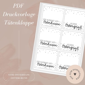 Druckvorlage inkl. Gewerbelizenz - Datei - Tütenklappe -  Ostern - Osterhase - Ostergruß - PDF Vorlage zum Download und Selbstausdrucken