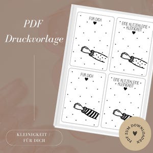 Druckvorlage - Datei - Geschenkkarte -  Für Dich - Kleinigkeit - Hand - PDF Vorlage zum Download und Selbstausdrucken