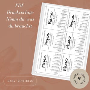 Datei - Nimm dir was du brauchts - Mama - Muttertag - Geschenkkarte - Mitbringsel - A4 - PDF Vorlage Download & Selbstausdrucken