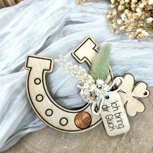 Laser file - SVG - including commercial license - lucky charm - horseshoe with pendant - cent - New Year&#39;s Eve souvenir - Download - Lasercut