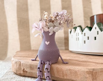 3D printing file including commercial license - STL - 3MF - Bambu Studio - small vase legs - flexible legs - buddy - dried flowers - grooved optics