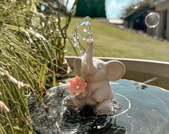 STL + 3MF 3D-Druck Datei inkl. kleiner Gewerbelizenz - Ella Elefant - Blume - Solarbrunnen rund - Teich - Deko - Pool - Garten - Meer