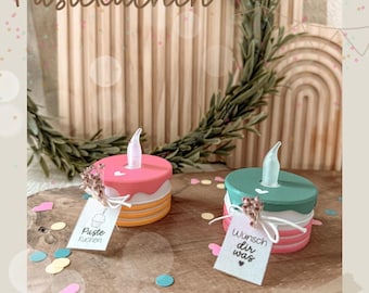 STL + 3MF 3D printing file including a small commercial license - Pustekuchen - tea light - birthday - cake - two-part - tin - 3D print