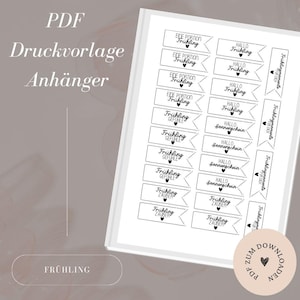 Datei - Anhänger -  Etiketten 'Frühling' - Spring - Frühlingsgefühle - Geschenkeanhänger -  PDF Vorlage zum Download und Selbstausdrucken