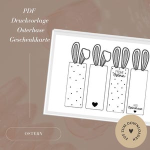 Druckvorlage - Datei - Geschenkkarte -  Ostern - Osternhase - Mitbringsel - PDF Vorlage zum Download und Selbstausdrucken