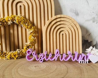 3D printing file -STL - 3MF - Bambu Studio - Lettering - Educator with Heart - Dried Flowers - Statement - two-tone