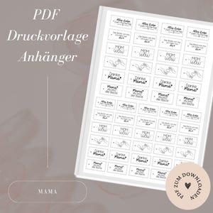 Datei - Anhänger -  Etiketten - Mama - Muttertag - Geschenkeanhänger -  PDF Vorlage zum Download und Selbstausdrucken