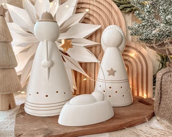 Impresión 3D STL + 3MF con licencia comercial limitada - Belén - María y José - Navidad - Decoración - Luz LED