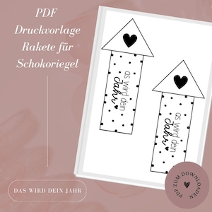 Fichier - Fusée du Nouvel An - Réveillon du Nouvel An - Jour de l'An - 'Ce sera ton année' - Duplo - barre de chocolat - A4 - Modèle PDF à télécharger et imprimer soi-même
