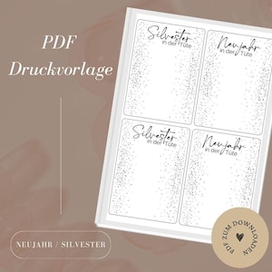 Szablon wydruku - plik - karta podarunkowa - Sylwester / Sylwester - szablon PDF do pobrania i samodzielnego wydrukowania