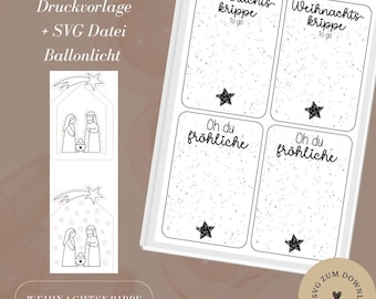 SVG + PDF print template including commercial license - Balloon light - Nativity scene - Christmas - Xmas - Christmas - Gift