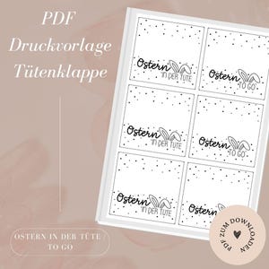 Druckvorlage inkl. Gewerbelizenz - Datei - Tütenklappe -  Ostern - Ostern in der Tüte / togo - PDF Vorlage zum Download und Selbstausdrucken