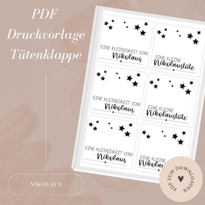 Druckvorlage - Datei - Tütenklappe -  Nikolaus - PDF Vorlage zum Download und Selbstausdrucken