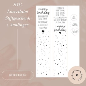 Arquivo - corte a laser - licença comercial SVG para download - caneta - presente de caneta - aniversário - feliz aniversário - presente - pingente
