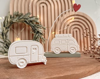 STL + 3MF 3D-print + PDF-printbestand incl. kleine commerciële licentie - Camping - Campingliefde - VW-bus - Caravan - Ballonverlichting - Decoratie