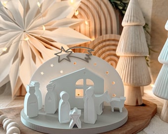 Impresión 3D STL+3MF + archivo de impresión PDF con licencia comercial - Belén - Belén - Navidad - Luz LED - Lote