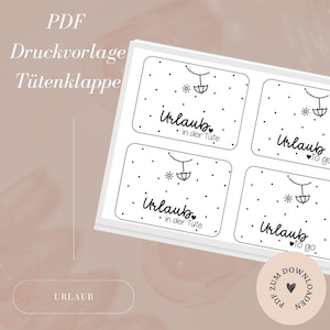Modèle d'impression PDF incluant une licence commerciale - fichier - rabat de sac - vacances - dans le sac - à emporter - A4 - téléchargez et imprimez vous-même