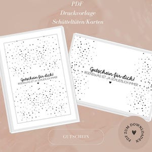 PDF inkl. Gewerbelizenz - Schüttelkarte/Schütteltüte - Gutschein - 2x A4 PDF Vorlage Download & Selbstausdrucken - Hoch + Querformat