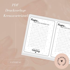 Datei - inkl. Gewerbelizenz - Mitbringsel - Vatertag - Papa - Kreuzworträtsel - Rätsel - Druckvorlage - PDF zum Download - Selbstausdrucken