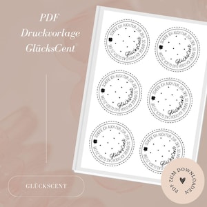 Fichier - PDF incl. Licence commerciale - Porte-bonheur - Chance - Centime - Carte cadeau - Souvenir - A4 - Modèle à télécharger et à imprimer soi-même