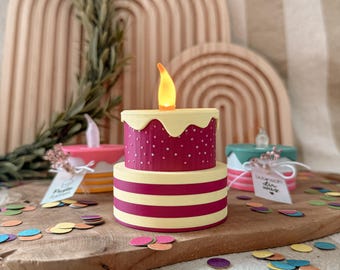 STL 3D printing file including commercial license - 3MF Bambu Studio - Pustekuchen - Torte - Teelicht - Geburtstag - Kuchen - zweiteil - Can