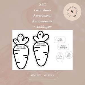 Laser file - SVG - incl. commercial license - candle holder - candle board with pendant - souvenir - Easter - carrot - download - laser cut