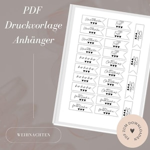 Datei - Anhänger -  Etiketten 'Weihnachten' - Geschenkeanhänger -  PDF Vorlage zum Download und Selbstausdrucken