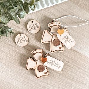 Laserdatei - SVG - inkl. Gewerbelizenz - Glücksbringer - Schutzengel mit Anhänger - Cent - Mitbringsel Geschenk - Download - Lasercut