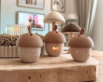 File STL + 3MF per stampa 3D con piccola licenza commerciale - Ghiande - Ghianda - Autunno - Decorazione - Luce LED - In piedi - Casa - Accogliente - Profumo