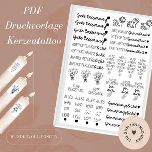 PDF print file candle tattoos including commercial license - Get well soon - Health candle foil - candle stickers - A4 - Download & print yourself