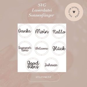 SVG incl. licença comercial - pacote de apanhador de sol - 8 peças - Moin - Casa - Felicidade - Obrigado - vários. Variantes - Presente - Lembrança - Laser
