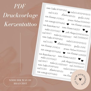 PDF print file candle tattoos including commercial license - Take what you need - Candle foil - Candle stickers - A4 - Download & print yourself