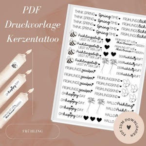 PDF print file candle tattoos including commercial license - Spring - Candle foil - Candle stickers - A4 - Download & print yourself