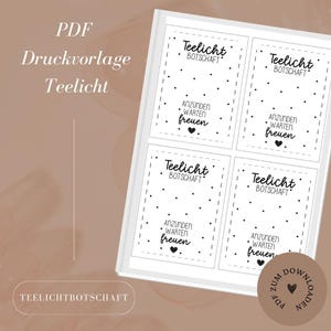 Archivo PDF para imprimir con licencia comercial - Vela de té - Mensaje - Mensaje para vela de té - Velas - A4 - Plantilla para descargar e imprimir